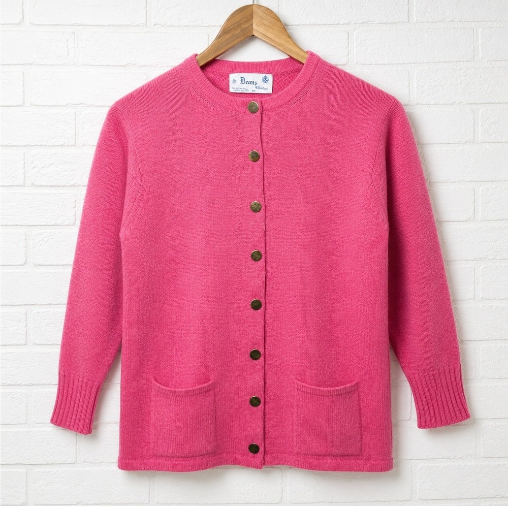 Vintage Deans of Scotland Shetland Wool Cardigan Size 40 (M) Preppy Boxy Classic
